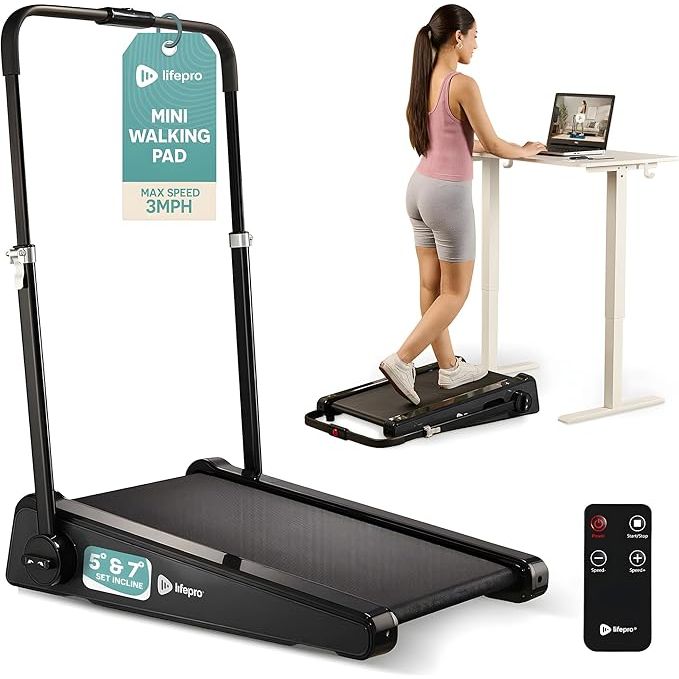 The Lifepro Smallest Portable 30in Small Mini Walking Pad Treadmill is a compact and space-saving treadmill designed for home or office use. This treadmill is installation-free, making it easy to set up and start using right away. It features an adjustable incline, allowing users to customize their workout intensity.