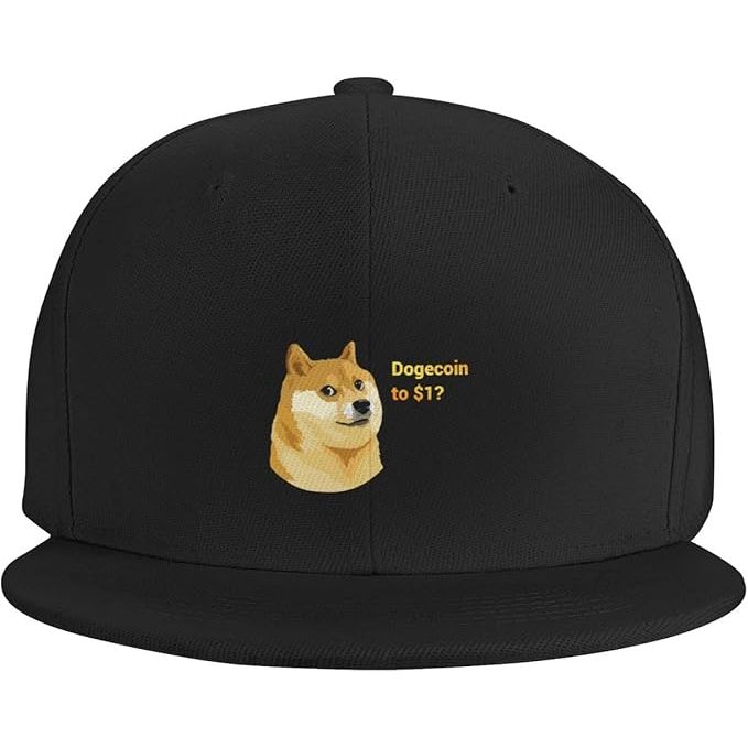 Snapback Hat Shiba-Inu-Dogecoin-Dollar Trucker Hat Hip Hop Classic Plaid Flat Baseball Cap Black image