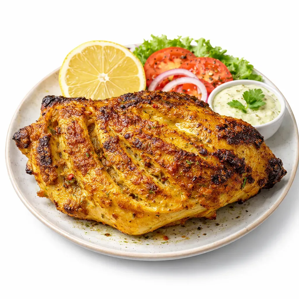 A delicious and aromatic Indian dish featuring marinated chicken pieces infused with spices and yogurt, grilled or baked to perfection.