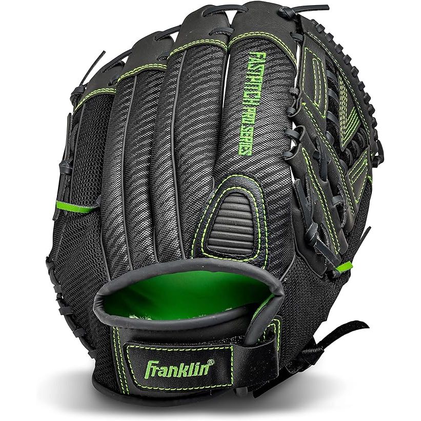 Franklin Sports Fastpitch Pro Series Softball Gloves are designed for both adult and youth players and are available in sizes ranging from 11 inches to 13 inches. These gloves are suitable for both right and left-hand throwers, providing versatility for players of all skill levels.