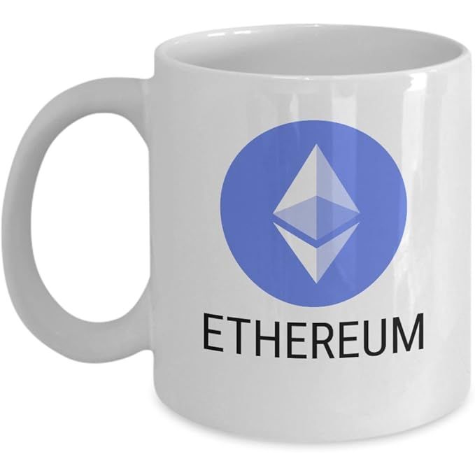 Official Ethereum Cryptocurrency Mug Acrylic Coffee Holder White 11oz Crypto Miner Blockchain Invest Trade Buy Sell Hold ETH image