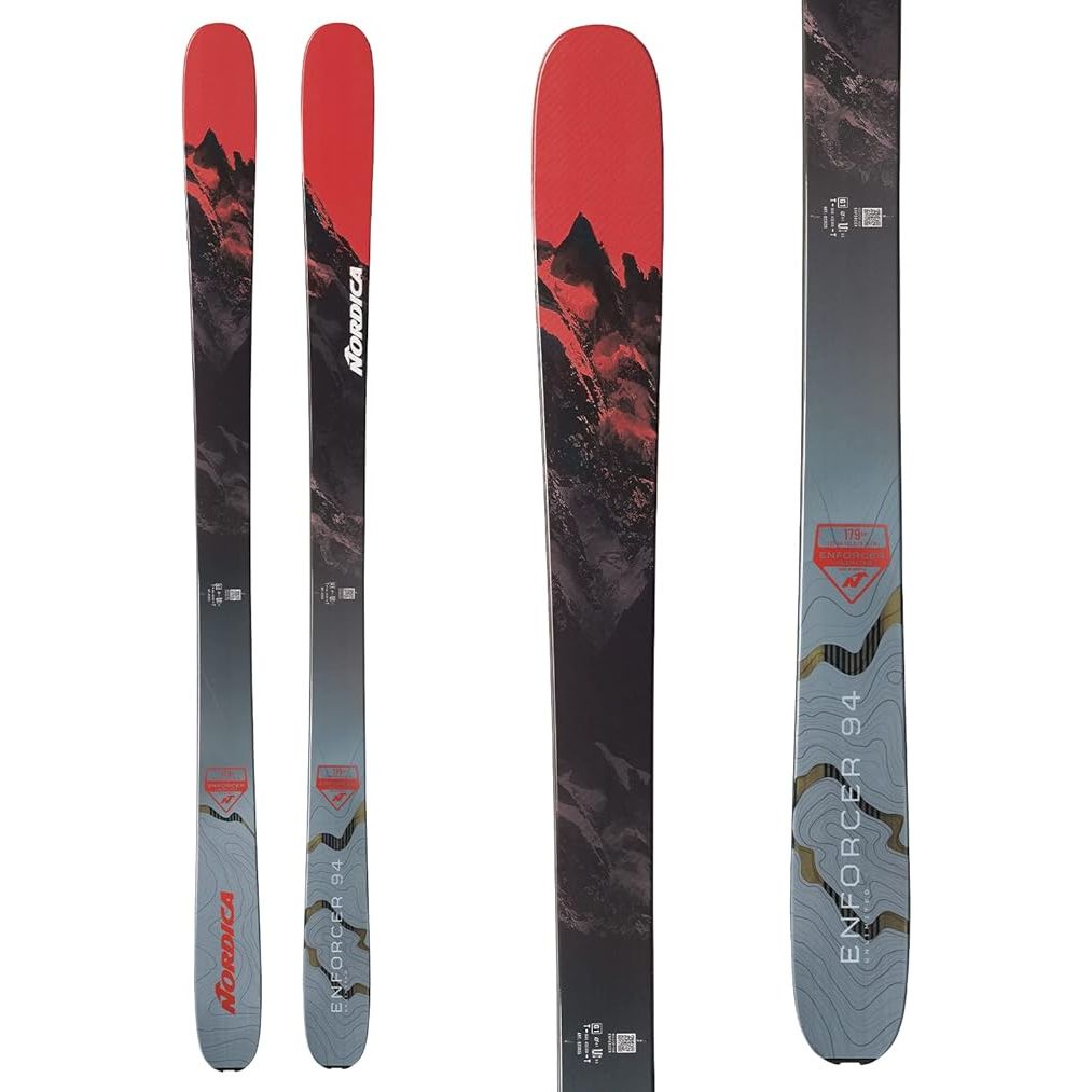 The Nordica Men's Enforcer 94 All-Mountain Skis are designed for skiers who want a high-performance ski that can handle a variety of terrain and conditions. These skis are built with a innovative construction that combines durability and stability with a lightweight design for an optimal skiing experience.