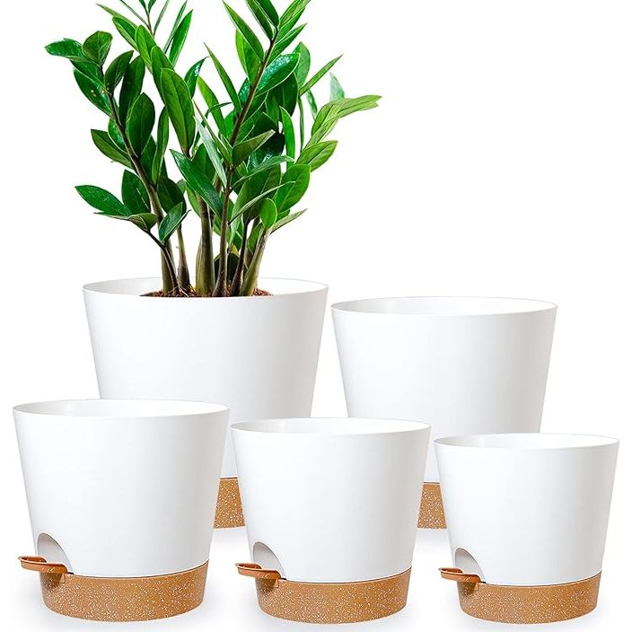 Plant pots are essential containers for planting and displaying various plants, flowers, and herbs. The Plant Pots mentioned are 7/6.5/6/5.5/5 inches in size, making them suitable for a variety of indoor and outdoor plants. They come in a clean white color with a terracotta accent, adding a touch of modernity and sophistication to any space.