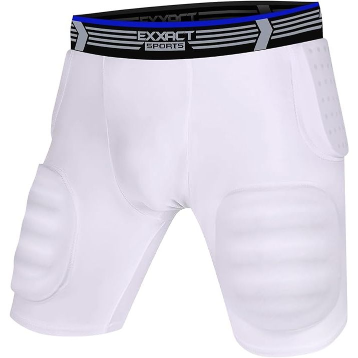 The Exxact Sports Rebel 5-Pad Youth Football Girdle is designed specifically for young athletes playing football. It comes with integrated hip, thighs, and tailbone pads for added protection during play. The girdle also features padded compression shorts to help reduce muscle fatigue and provide extra comfort during games.