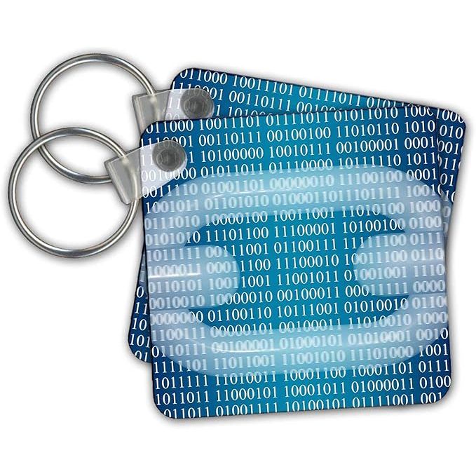 3dRose Key Chains Image of ones, zeros on blue. Chain link. Blockchain finance pattern (kc-319772-1) image