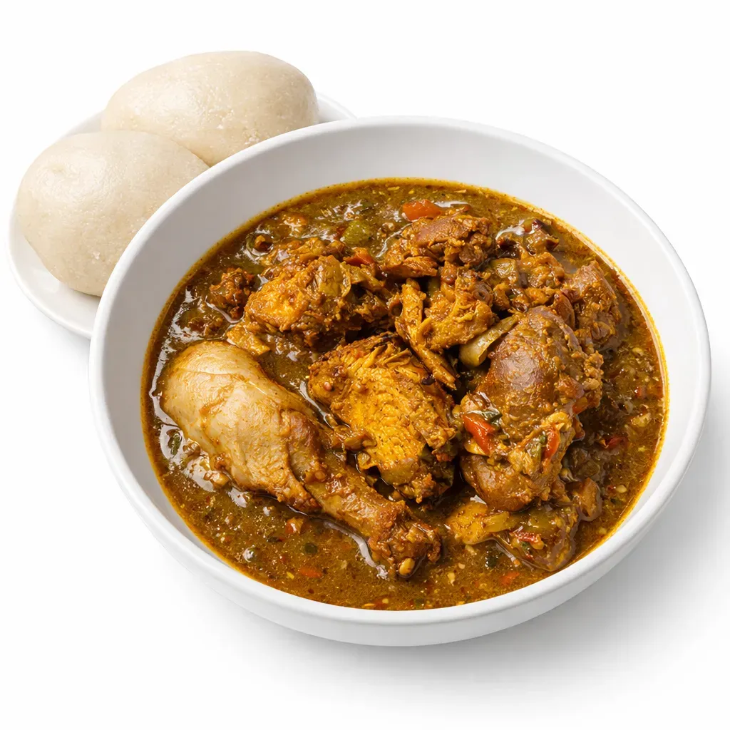 A beloved traditional African dish known for its hearty flavors and unique texture, often enjoyed with starchy accompaniments.