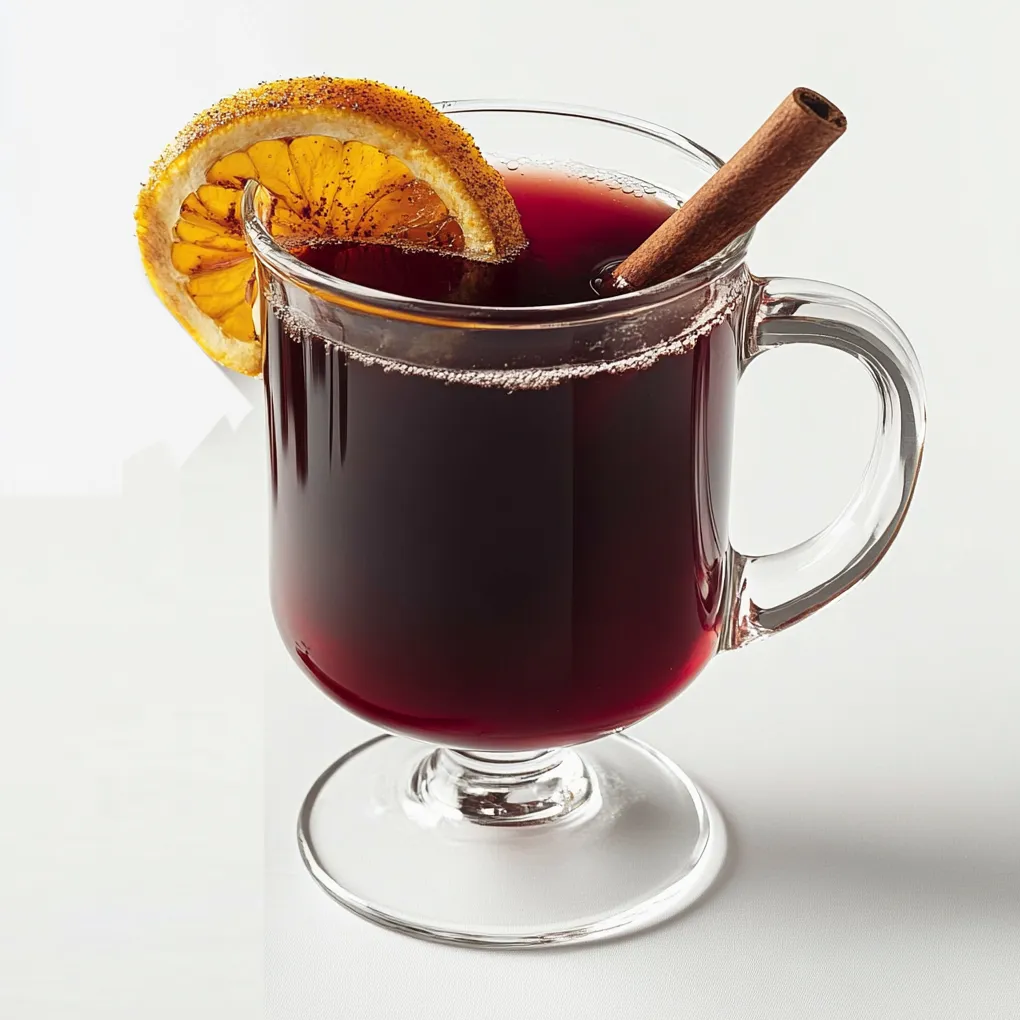 Glühwein, also known as Mulled Wine, is a warm, spiced beverage traditionally enjoyed during the winter months, particularly around Christmas time in German-speaking countries and various regions of Europe. This aromatic drink is made by infusing red wine with a blend of mulling spices like cinnamon sticks, cloves, star anise, and citrus peel. Sugar is added for sweetness, balancing the bold flavors of the spices. The wine mixture is slowly heated to allow the flavors to meld without boiling, to retain the wine's character and alcohol content. Glühwein is typically served hot in mugs, garnished with an orange slice or a cinnamon stick. It's a cozy, festive drink that embodies the spirit of the holiday season.