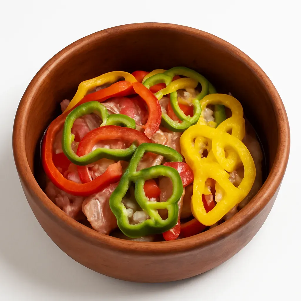 A traditional Brazilian fish stew from the coastal regions of São Paulo, featuring fish in a creamy broth with colorful vegetables and aromatic herbs.