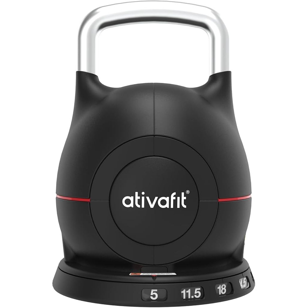 Engage in a wide range of exercises. This adjustable kettlebell is your all-in-one fitness tool that helps you achieve your fitness goals. Whether it is swings, squats, cleans, or presses, you can quickly adjust the weight to meet your needs. Its space-saving design makes it perfect for home gyms or small spaces. The durable construction ensures long-lasting performance, while the ergonomic handle provides a comfortable grip for all your workouts. Unlock your full potential with the Ativafit 7 in 1 Adjustable Kettlebell. Recommended Uses: Strength Training (swings, cleans, snatches, presses), Cardiovascular Conditioning (swings, high pulls, snatches), Circuit Training (with push-ups, lunges, squats).