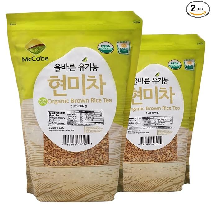 McCabe Organic Brown Rice Tea is a roasted brown rice tea that originates from Korea. This tea is rich in fibers and minerals, making it a healthy beverage choice. It is USDA and CCOF certified organic, ensuring that it meets high standards for quality and sustainability.