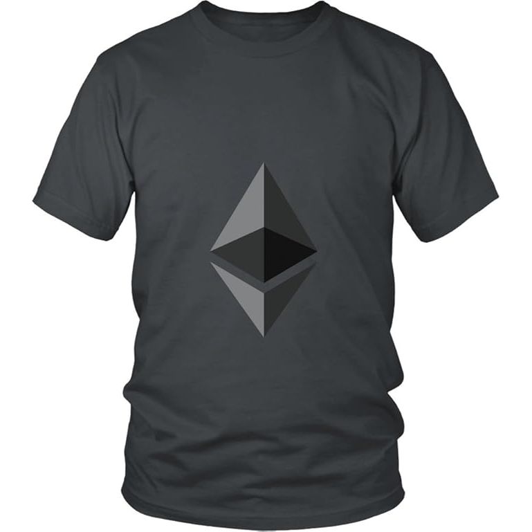 The Ethereum t-shirt featuring the official Ethereum logo is a popular choice among supporters of the Ethereum cryptocurrency. The logo is a stylized representation of the letter "E" with a horizontal line through the middle, symbolizing technology and innovation.