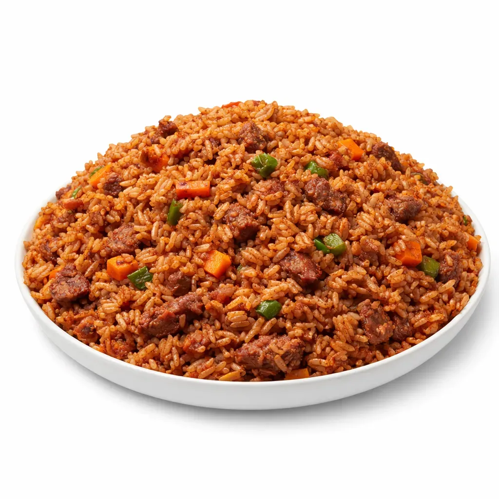 A beloved West African dish, this authentic Ghana Party Jollof Rice highlights smokiness and rich flavors, making it ideal for celebrations.