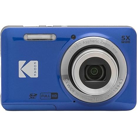 The KODAK PIXPRO FZ55-BL is a 16MP digital camera with a 5X optical zoom and a 28mm wide angle lens, perfect for capturing high-quality photos and videos. The camera features 1080P full HD video recording capabilities, allowing users to easily create professional-looking content. The 2.