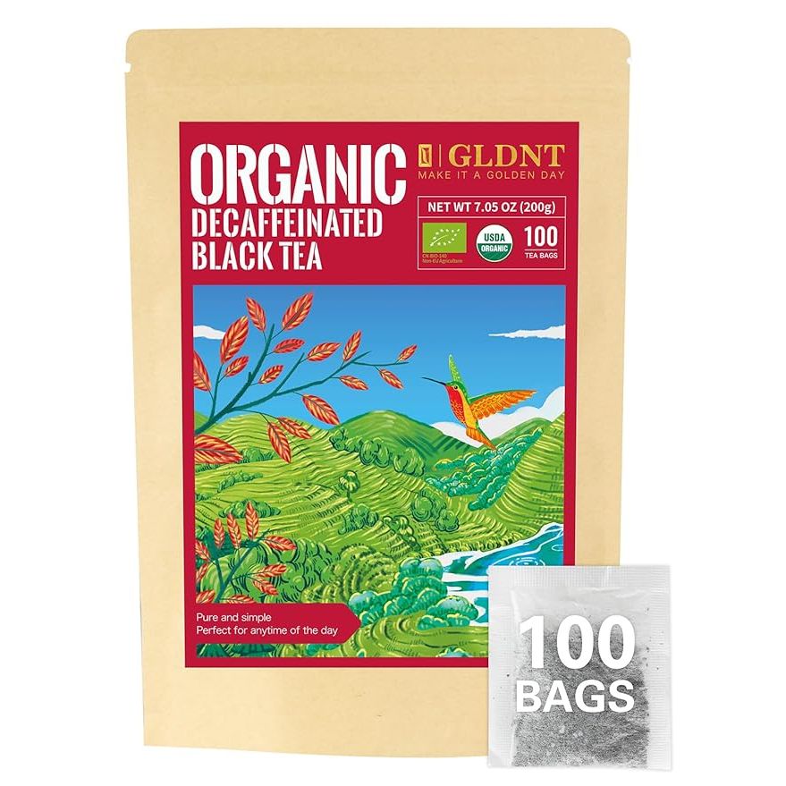 GLDNT Organic Decaf Black Tea Bags are made from high-quality, organic black tea that has been decaffeinated. Each tea bag has a smooth taste that is perfect for both hot and iced tea preparations. With 100 tea bags in each container, you can enjoy a plentiful supply of this flavorful and caffeine-free tea.