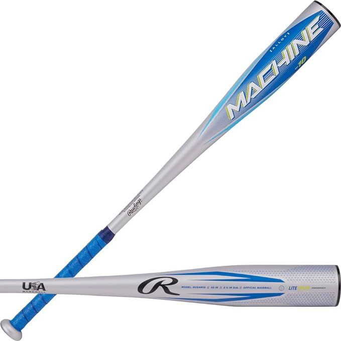 The Rawlings Machine baseball bat is a USA certified bat with a -10 drop weight ratio, making it a balanced and lightweight option for players. The bat features a 2 5/8" barrel diameter, which is wider than the standard 2 1/4" barrel, providing a larger sweet spot for improved performance.