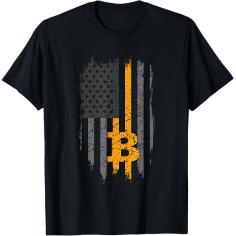 BTC Bitcoin American Flag Crypto Revolution Buy the Dip T-Shirt image