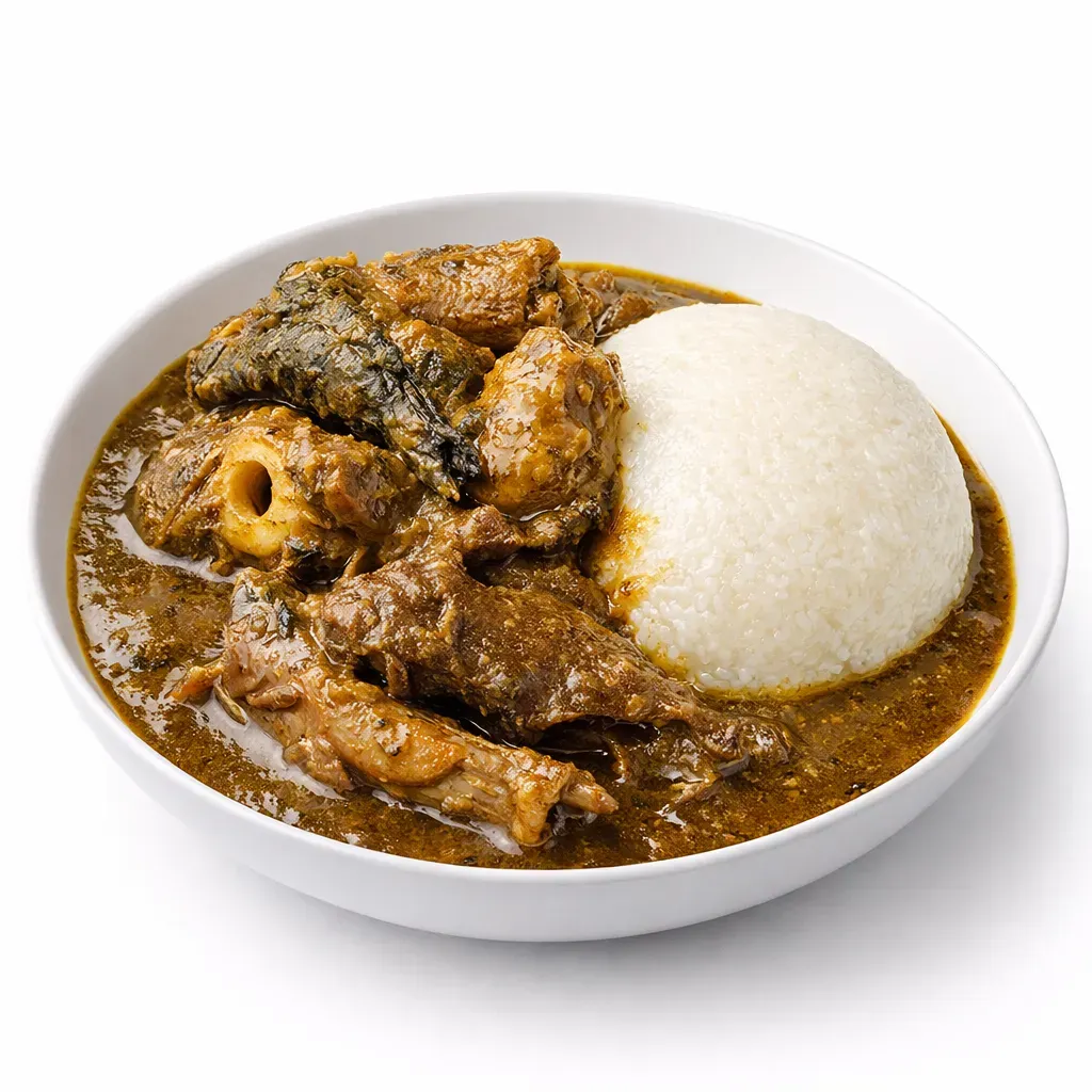 Miyan Kuka is a cherished soup from Northern Nigeria, known for its rich flavors and unique consistency from powdered baobab leaves, enjoyed with 'swallow'.