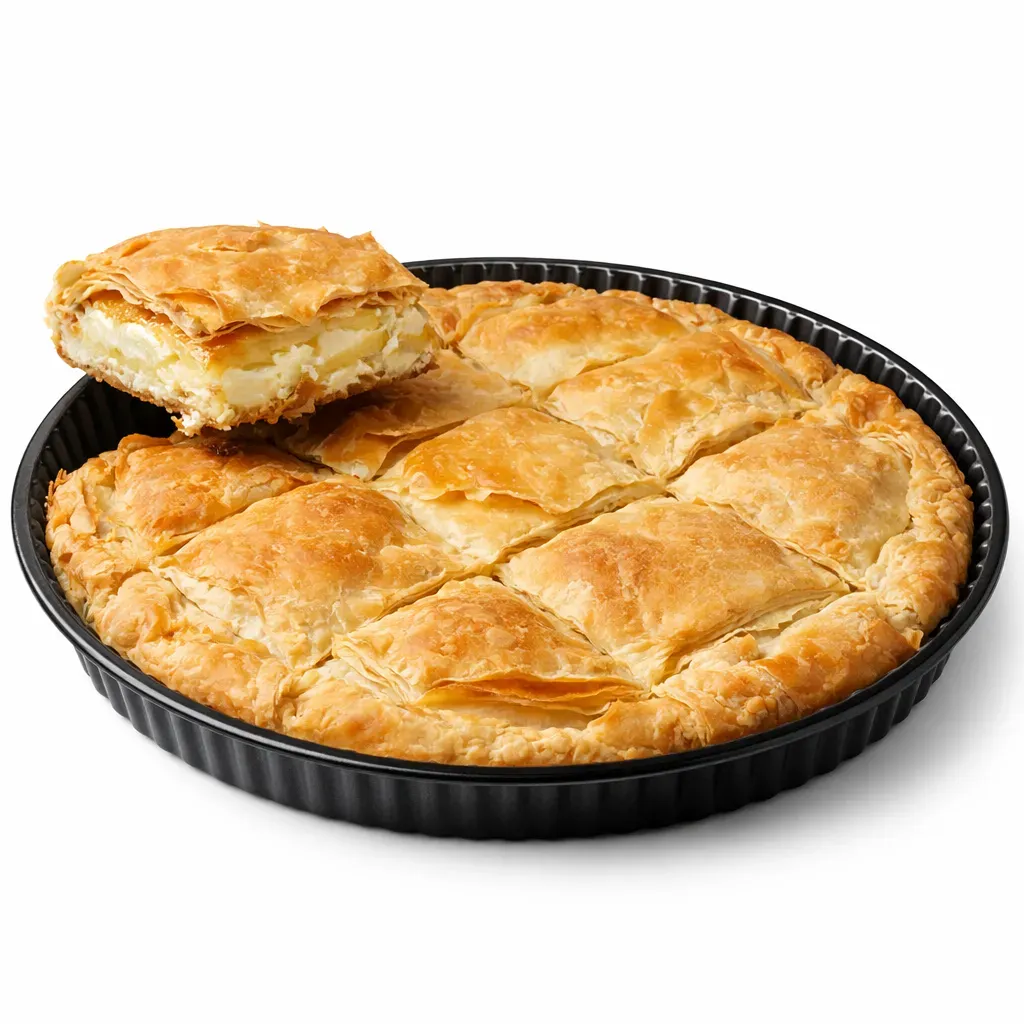 Tiropita is a beloved Greek cheese pie that combines the tangy flavor of feta cheese with homemade phyllo dough. It can be enjoyed as an appetizer, snack, or light meal, embodying the simplicity and tradition of Greek cuisine.