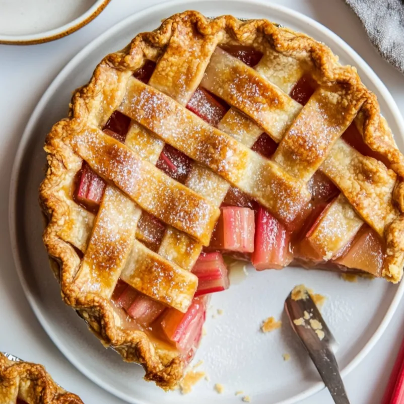 Classic Rhubarb Pie is a timeless dessert that embodies the essence of spring and early summer. This delightfully tart and sweet confection features fresh, tangy rhubarb stalks encased in a flaky, buttery pastry crust. The rhubarb filling is typically enhanced with sugar and a bit of flour or cornstarch to thicken the juices.