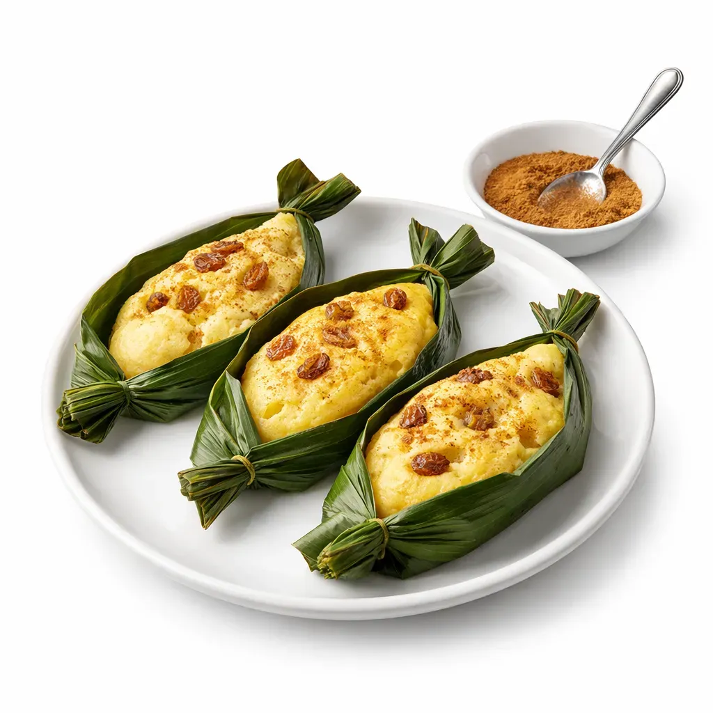 Quimbolitos are a cherished dessert from Ecuador, known for their delicate, sponge-like texture and steamed in achira leaves. They offer a delightful blend of mildly sweet and aromatic flavors, rich with anise and raisins.