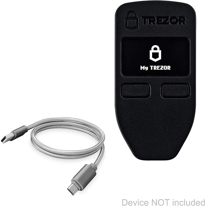 The BoxWave Cable Compatible with Trezor One is a durable and reliable charging cable designed specifically for use with the Trezor One cryptocurrency hardware wallet. This braided Micro USB DuraCable is made with high-quality materials and features a space grey color for a sleek and modern look.