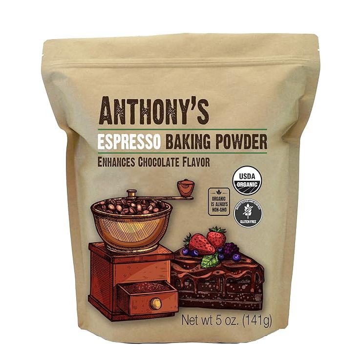 Anthony's Organic Espresso Baking Powder is a gluten-free, non-GMO product that comes in a 5 oz container. This baking powder is specifically designed to enhance the chocolate flavor in your baked goods, making it a great addition to any dessert recipes.