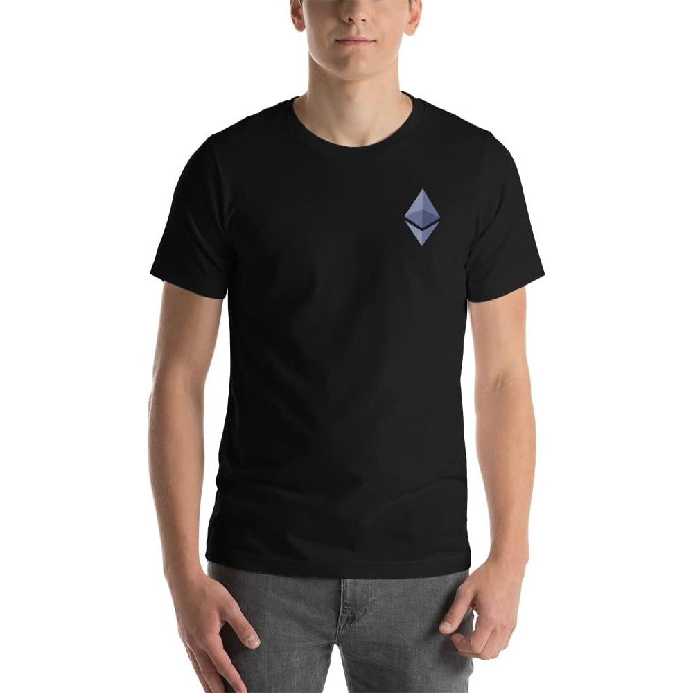 The Ethereum Logo T Shirt is a popular clothing item for those who are fans of the Ethereum cryptocurrency. The t shirt features the iconic Ethereum logo, which consists of a stylized letter "E" surrounded by a series of interconnected lines.