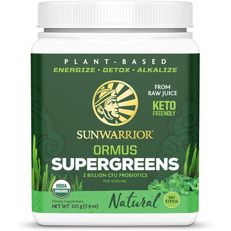 SUNWARRIOR Organic Ormus Supergreens Natural is a popular superfood powder that contains a powerful blend of organic greens, algae, vegetables, and superfoods. This product is specifically designed to provide your body with a wide range of essential nutrients and antioxidants to help support overall health and well-being.