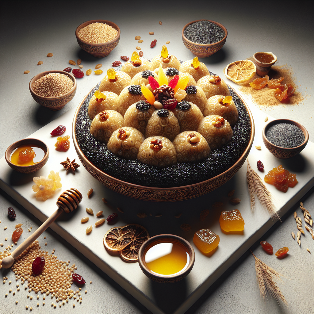 Kutia is a traditional Eastern European sweet dish, often served during Christmas and other festive occasions. It features wheat berries as its main ingredient, signifying hope and immortality. This sweet concoction is saturated with aromatic honey, poppy seeds symbolizing wealth and sleep, and various nuts providing a crunchy texture.
