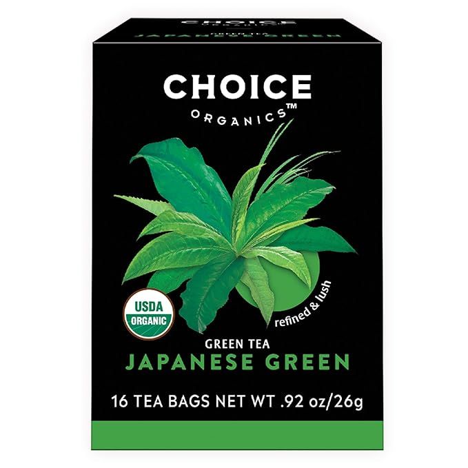 Choice Organics offers a single pack of Organic Japanese Green Tea that contains 16 compostable tea bags. This premium green tea is sourced from Japan, where the leaves are carefully selected and processed to maintain their natural flavors and health benefits.