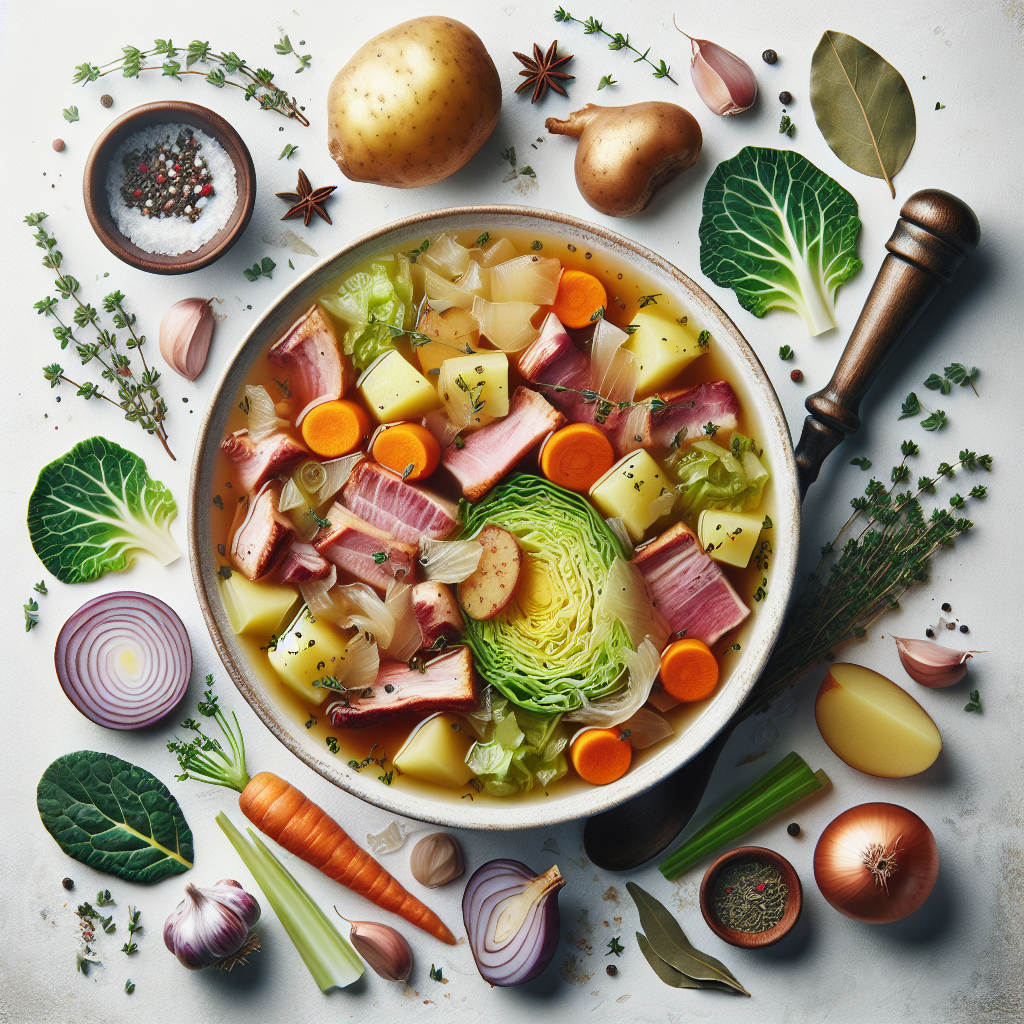 This Hearty Cabbage Soup with Ham Stock is a nourishing and cozy dish, perfect for chilly days. Slow-cooked to perfection, the soup features a robust ham stock base that infuses it with a deep, smoky flavor.