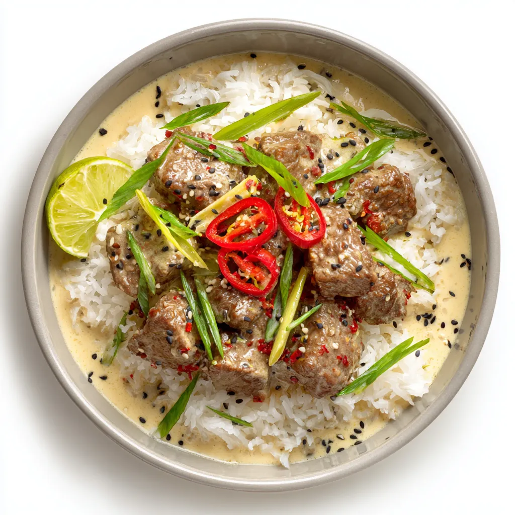 Experience the rich, aromatic flavors of Thai cuisine with our Lemongrass Coconut Braised Beef. This recipe transforms beef short ribs into tender morsels, slow-cooked in a blend of lemongrass, coconut milk, and curry paste.