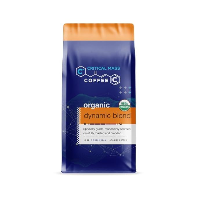 Dynamic Blend USDA Certified Organic Whole Bean Coffee is a high-quality coffee made from organic Arabica beans sourced from the best growing regions around the world. Each 12-ounce bag contains whole beans that are carefully roasted to bring out the coffee's rich and complex flavor profile.