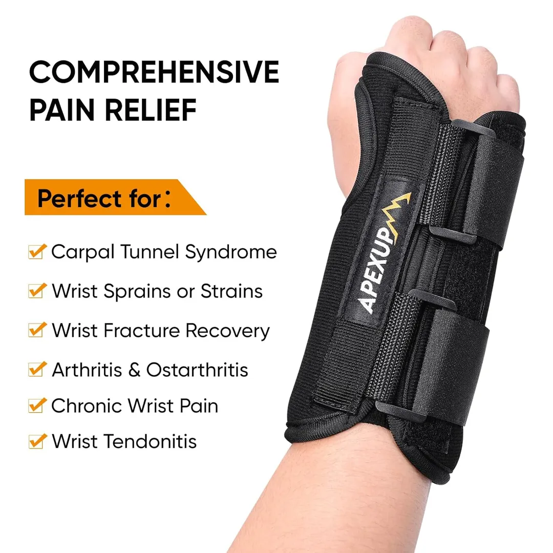 An adjustable wrist brace for carpal tunnel syndrome is a supportive device designed to alleviate pain and discomfort associated with this condition. Carpal tunnel syndrome occurs when the median nerve, which runs from the forearm into the palm, becomes compressed at the wrist. Symptoms include tingling, numbness, and weakness in the hand. A wrist brace stabilizes the wrist in a neutral position, reducing pressure on the median nerve, thereby minimizing symptoms.

The brace typically features adjustable straps that allow users to customize the fit and compression level to ensure comfort and effectiveness. Many models also include metal or plastic splints that provide additional support and immobilization. This feature is crucial in preventing excessive movement that might exacerbate the condition, especially during sleep or repetitive activities.

These braces are made from breathable materials to enhance comfort during prolonged use. They are often recommended for individuals who perform tasks that require repetitive wrist movements, such as typing or assembly line work, as well as for nighttime use to maintain proper wrist alignment. Regular use of an adjustable wrist brace can significantly aid in managing carpal tunnel syndrome by reducing symptoms and preventing further irritation to the median nerve.