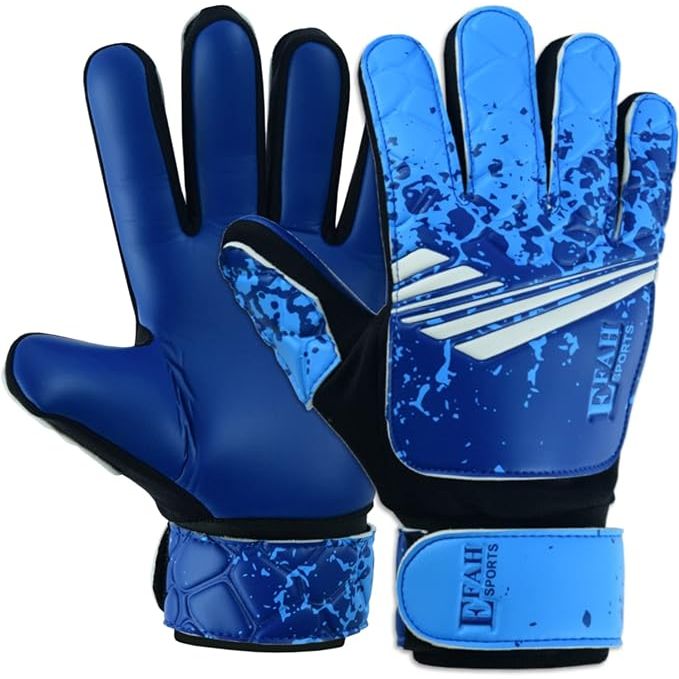 Soccer goalkeeper gloves for kids, boys, and youth are specifically designed to provide protection and grip for young goalkeepers during soccer games and practices. These gloves are made with strong grip materials on the palms to help improve the goalkeeper's ability to catch and hold onto the soccer ball.