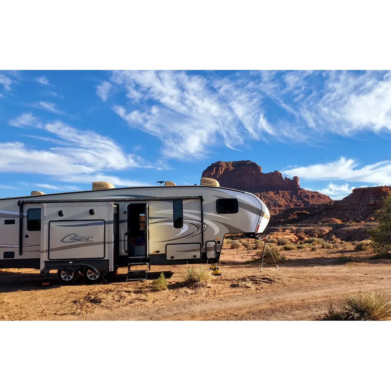 Sleeping Bear Campgrounds offers a serene and picturesque escape for camping enthusiasts seeking both tranquility and adventure. The campgrounds present an idyllic setting for a quiet retreat, with the convenience of being just a stone's throw away from the majestic landscapes of Monument Valley, allowing campers to embark on daily explorations of the surrounding area's natural wonders.

Visitors receive a warm welcome from the exceptionally friendly and knowledgeable host, who delights in sharing her passion and local insights about the region, enriching the camping experience with personal stories and cultural wisdom. Adding to the charm of the locale, a friendly local dog often graces campers with its well-mannered presence, offering a homely touch to those who enjoy the company of four-legged friends.

The campgrounds' accessibility is lauded by motorcycle enthusiasts, who find it particularly appealing for its easy reach on two wheels. With spacious sites that accommodate RVs of a good size, many of which are pull-through and promise ample room for parking and setting up camp, Sleeping Bear Campgrounds is well-suited to cater to various camping preferences, from those traveling in larger vehicles to guests favoring a more primitive approach to their outdoor stays.

Cleanliness is a hallmark of the campgrounds, with maintained satellite toilets that are regularly serviced to ensure a pleasant and hygienic stay. Campers can enjoy the simple pleasures of the outdoor life, surrounded by an oasis of peace and the captivating beauty of wild horses roaming freely, adding an element of magic to the morning landscape.

With only a limited number of sites available, the experience is intimate and peaceful, perfect for those looking to savor the silence under the stars. The nightly fee offers exceptional value for the amenities and experience, solidifying Sleeping Bear Campgrounds as a treasured destination for return visits. Open-hearted and delightful, the campgrounds extend a special invitation to adventurers and nature lovers alike, promising an unforgettable stay immersed in the beauty and spirit of the land. Description by ChatGPT.