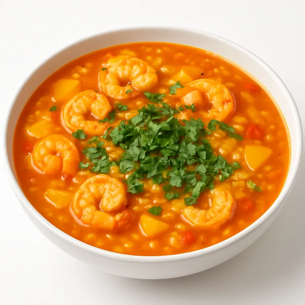 A classic Puerto Rican stew featuring shrimp, vegetables, and herbs, perfect for gatherings or cozy dinners.