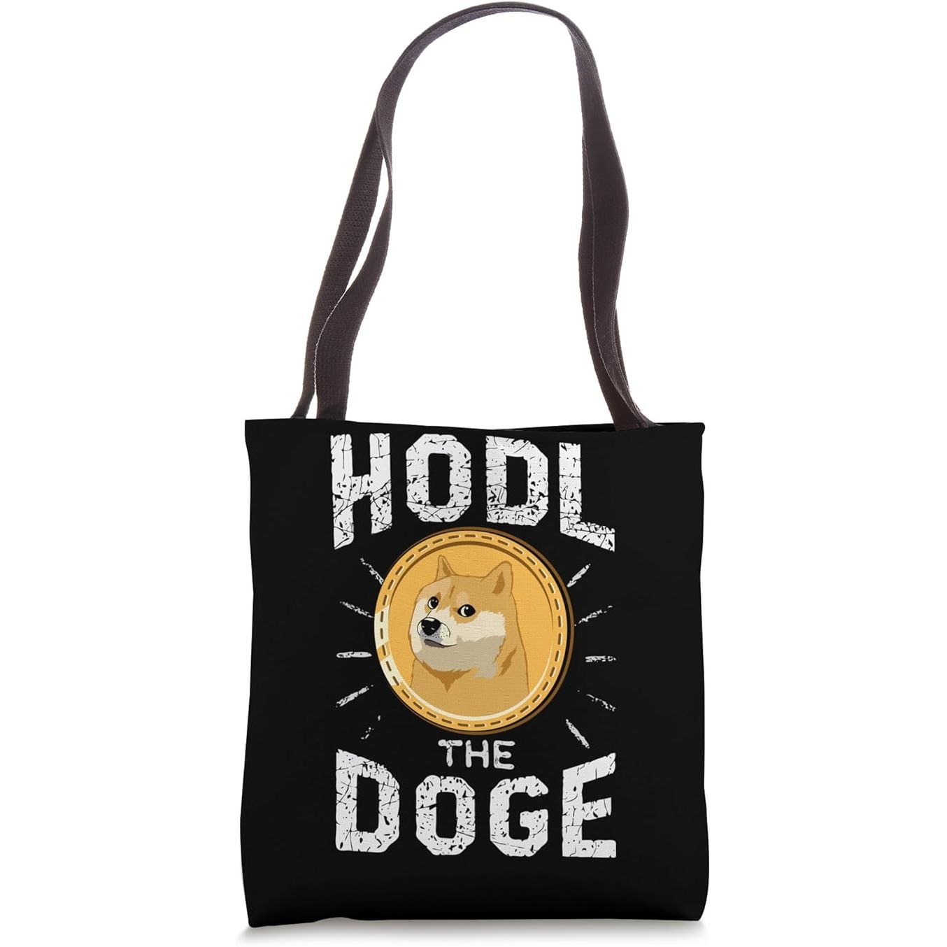 The HODL Dogecoin Crypto Funny Dogecoin Crypto Meme Tote Bag is a comedic and trendy accessory for fans of cryptocurrency and Dogecoin. The design features a playful take on the popular "HODL" meme within the crypto community, combining humor with style.