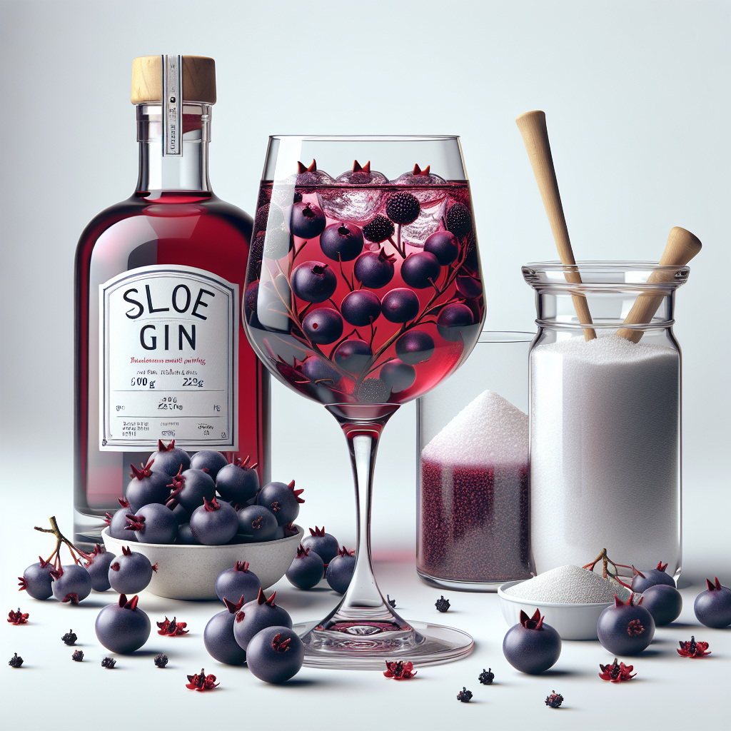 Sloe Gin is a red liqueur made with gin and sloe berries, the fruit of the blackthorn bush. The traditional process of making Sloe Gin involves steeping the sloe berries in gin, along with sugar to extract the juices, and allowing the mixture to ferment over several months. The result is a sweet, tart, and fruity liqueur with a deep ruby color.