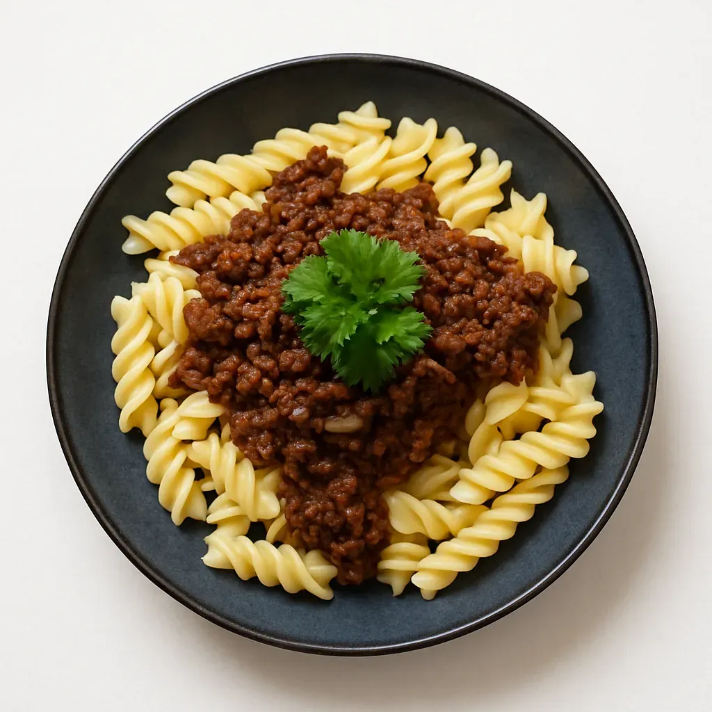 A comforting Danish stew featuring rich flavors and a hearty texture, typically served with pasta.