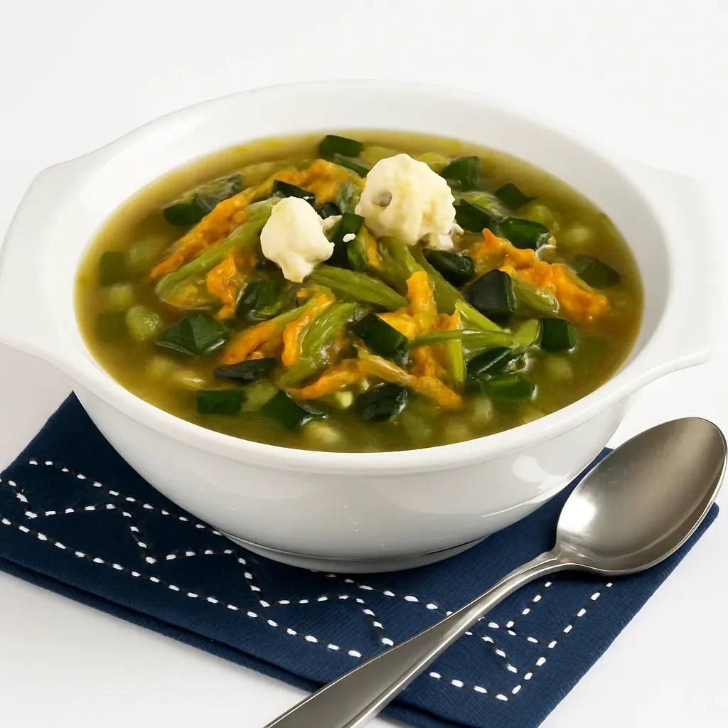 A traditional Mexican soup filled with fresh vegetables and aromatic spices, perfect as an appetizer or light main course.