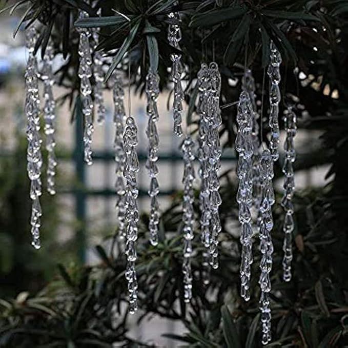 The 25 pcs icicles Ornament Set by ToBeIT is a Christmas decoration set made of acrylic clear icicles. This set includes 25 individual icicle ornaments that can be hung on Christmas trees, wreaths, or used to decorate windows and mantles.