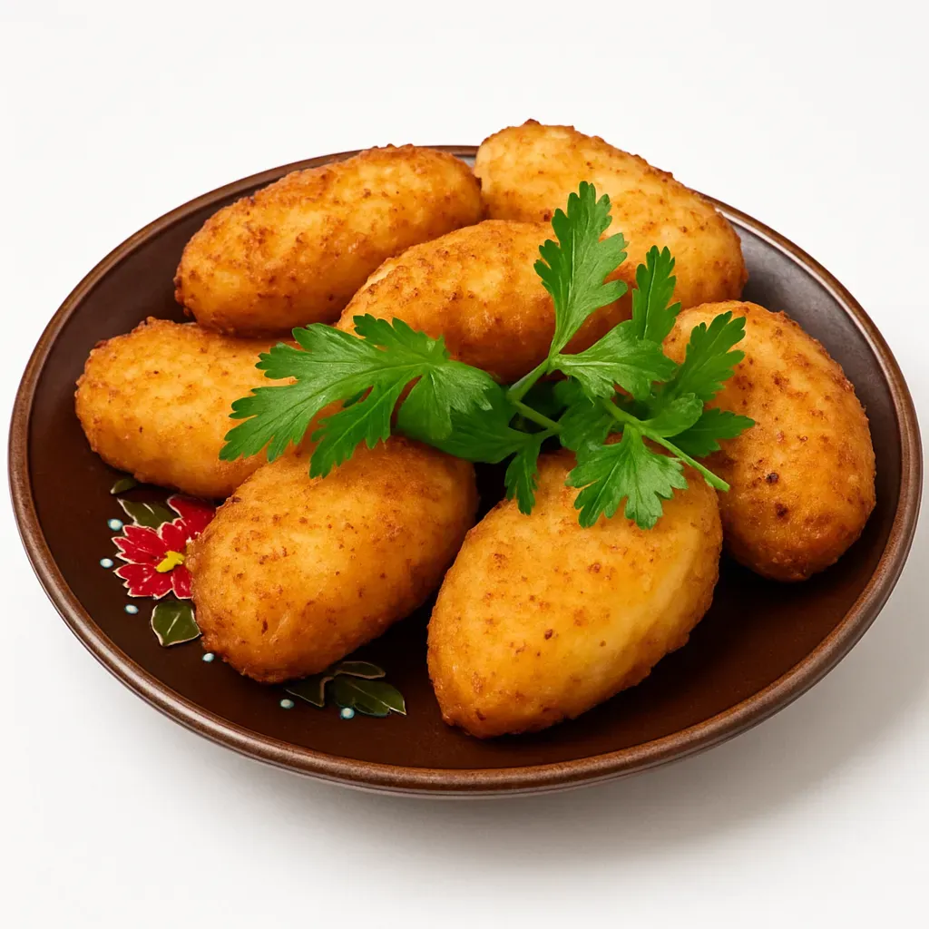 Delight in the rich flavors and textures of Belarusian Kalduny, a traditional dish featuring a crisp golden potato crust and a tender, juicy meat filling, served with a tangy sour cream sauce.