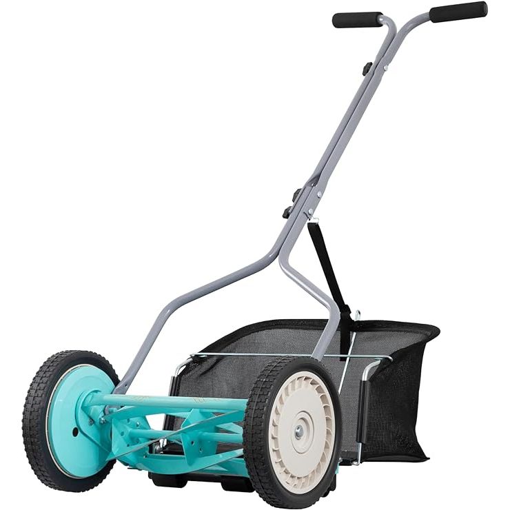 The American Lawn Mower Company 1304-14GC is a 14-inch push reel lawn mower with a grass catcher, designed for small to medium-sized yards. It features a 5-blade reel that efficiently cuts grass with precision, leaving your lawn looking clean and well-manicured. The cutting height can be adjusted from 1 inch to 1.