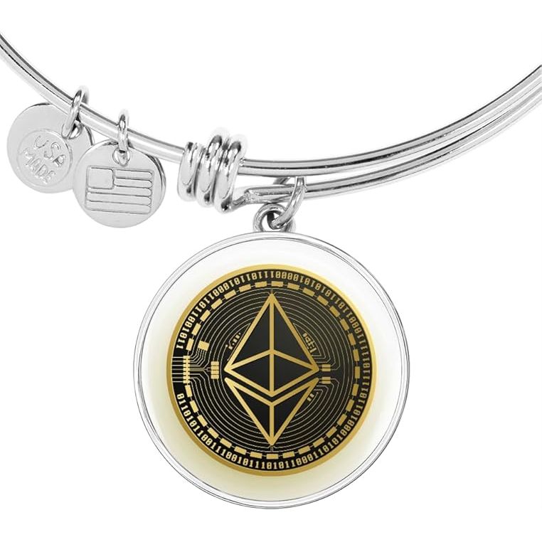 Express Your Love Gifts Ethereum Gold Bracelet Stainless Steel or 18k Gold Circle Bangle image