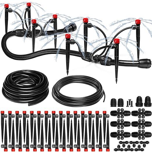 Be a gardening master with Carpathen's Water Pressure Optimized Drip Irrigation System. This all-in-one kit includes everything you need to keep your plants thriving, with 30 drip irrigation emitters, flexible tubing, connectors, and more.