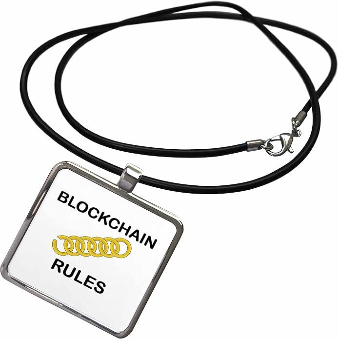 The 3dRose Image of Bold Black Text Says Blockchain Rules Necklace With Pendant (ncl_354206) is a stylish and modern piece of jewelry that features a pendant with the bold black text "Blockchain Rules." The necklace is made from high-quality materials and is designed to be durable and long-lasting.