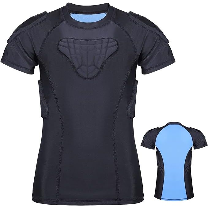 Stay protected on the field with our professional foam padded compression shirt. Made with 10mm high resilience EVA foam, this shirt offers extreme protection from impact and abrasion without sacrificing mobility.