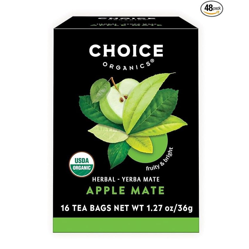 Choice Organics Organic Apple Mate Tea is a popular choice for those looking for a refreshing and energizing beverage. This 3 pack contains a total of 48 organic Yerba Mate tea bags, each one infused with the flavors of organic apple and natural caffeine.