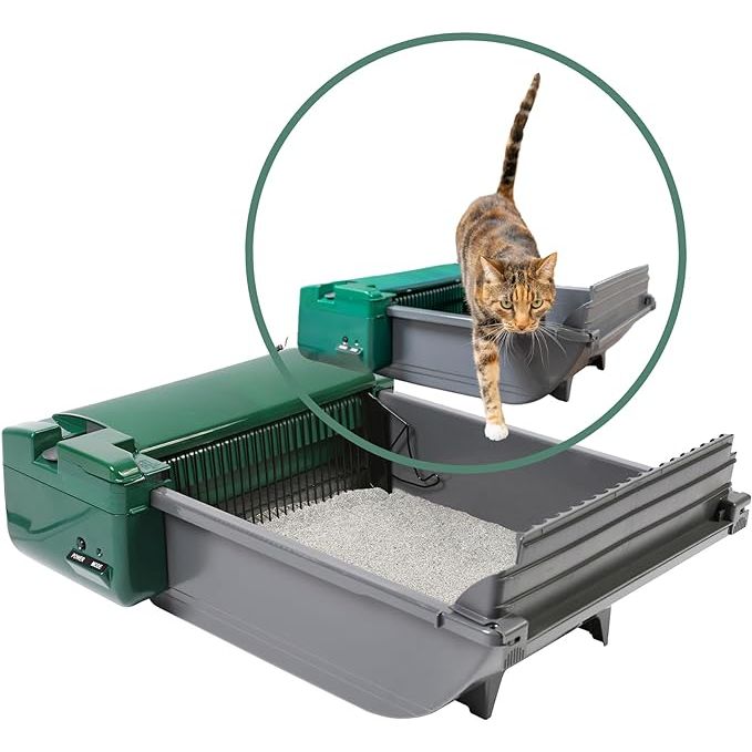 The Pet Zone Semi Automatic Cat Litter Box is a self-cleaning litter box designed for up to two cats weighing between 6-16 pounds. The Smart Scoop system automatically scoops and cleans the litter box after your cat uses it, reducing the need for manual scooping and cleaning.